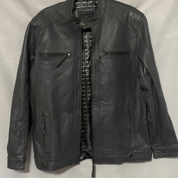 EAST INDIA LEATHER CO WO SIZE XL GRAY Leather Jacket with Zipper Details EUC - Picture 5 of 11